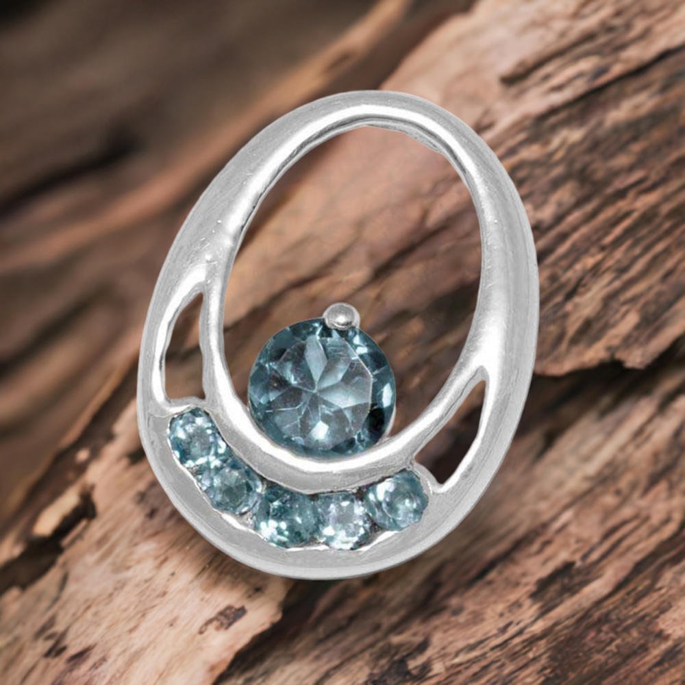 925 Sterling Silver Handmade Pendants In Blue Topaz Gemstone Jewelry 925SP1571