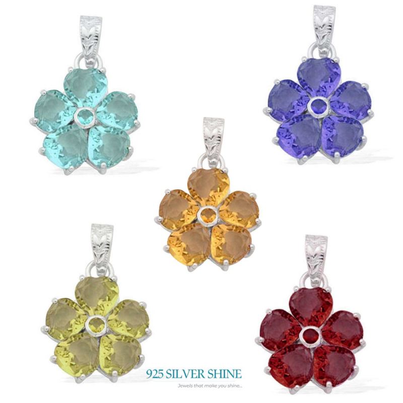 925 Sterling Silver Handmade Pendants In Blue Topaz Gemstone Jewelry 925SP1581_1