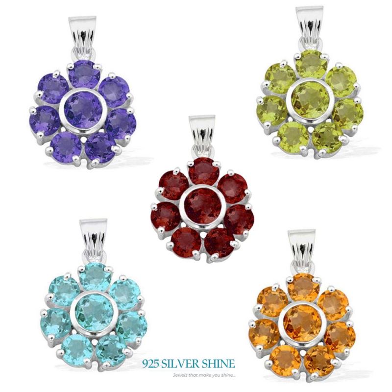 925 Solid Silver Pendants In Garnet Gemstone Jewelry 925SP1584_1