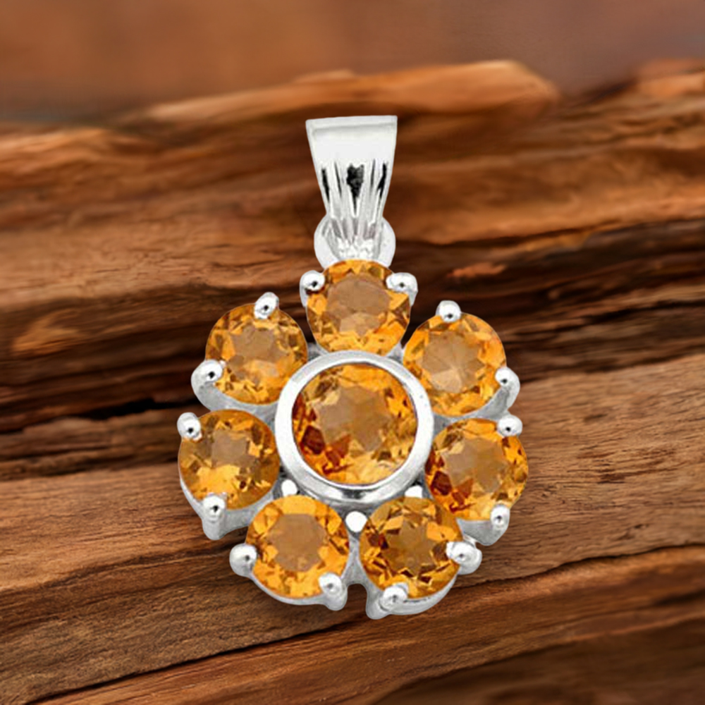 925 Fine Silver Pendants In Citrine Gemstone Jewelry 925SP1585