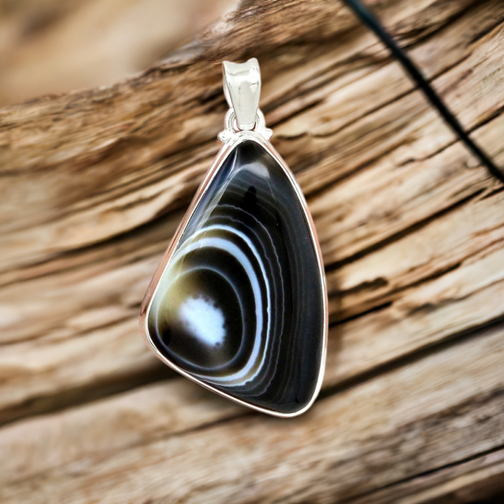 925 Solid Silver Pendants In Botswana Agate Gemstone Jewelry 925SP159