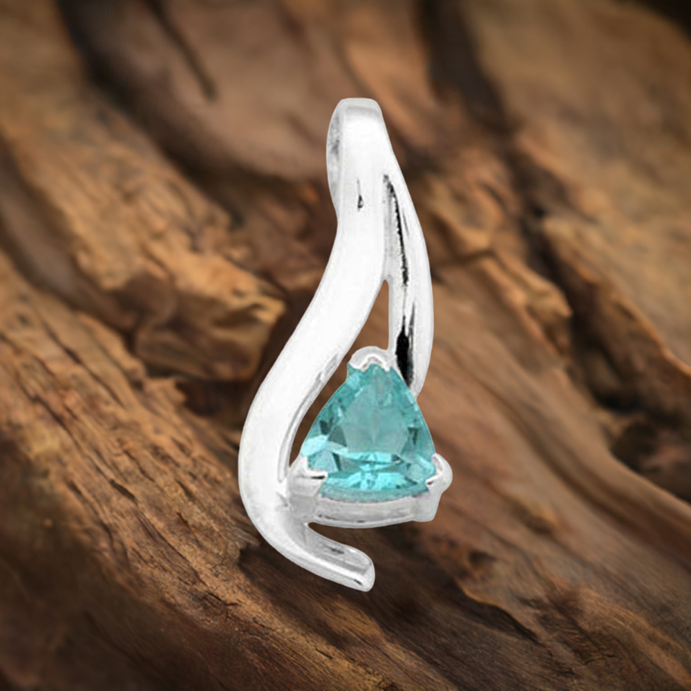 Blue Topaz Gemstone Handmade Pendants In 925 Sterling Silver Jewelry 925SP1591
