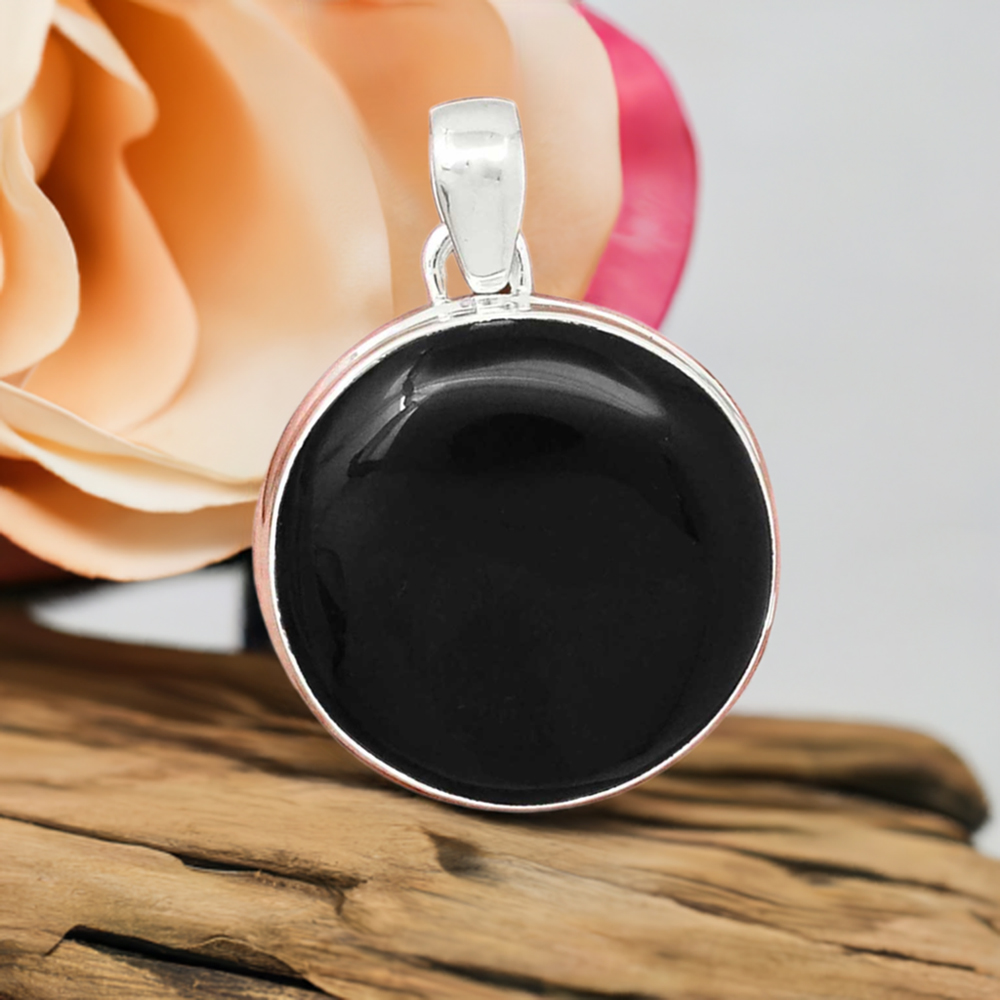 925 Fine Silver Pendants In Black Onyx Gemstone Jewelry 925SP160