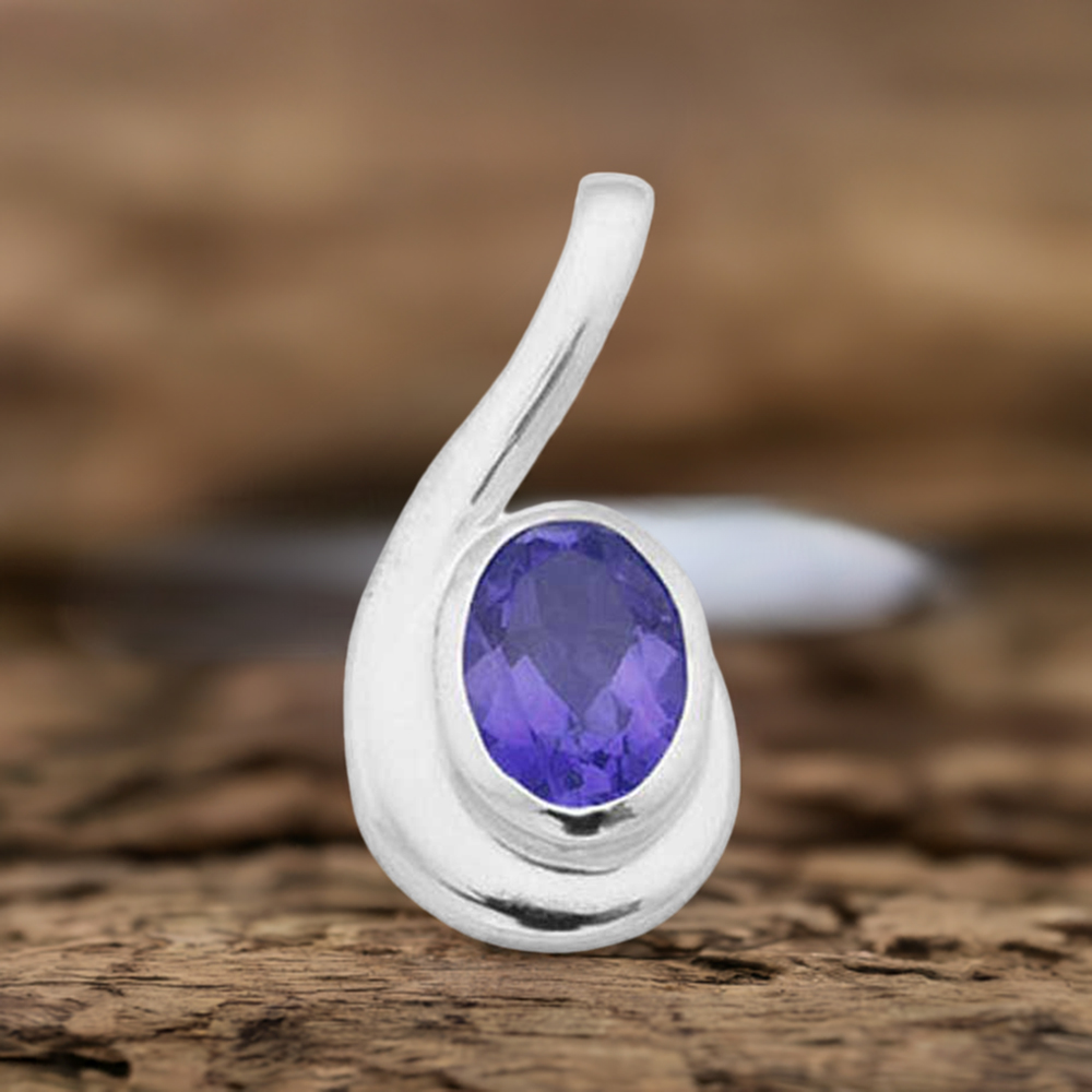 Solid Sterling Silver Pendants In Amethyst Gemstone Jewelry 925SP1617