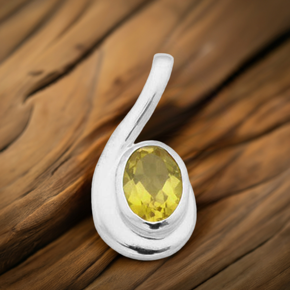 Fine Sterling Silver Pendants In Lemon Quartz Gemstone Jewelry 925SP1618
