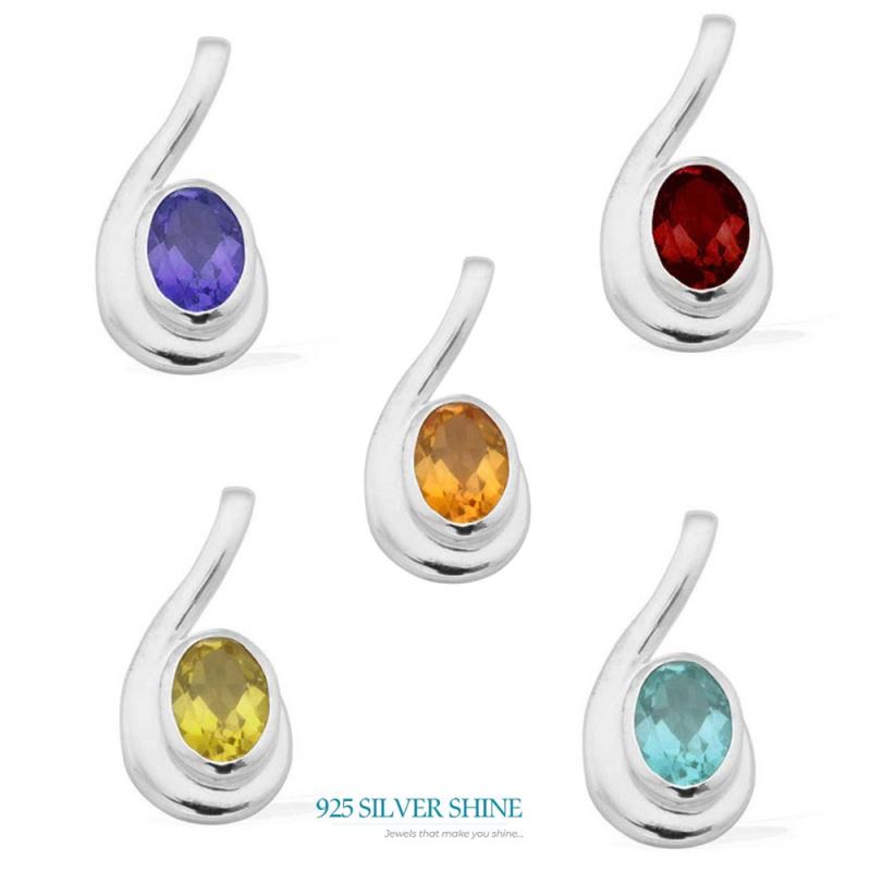 925 Solid Silver Pendants In Garnet Gemstone Jewelry 925SP1619_2
