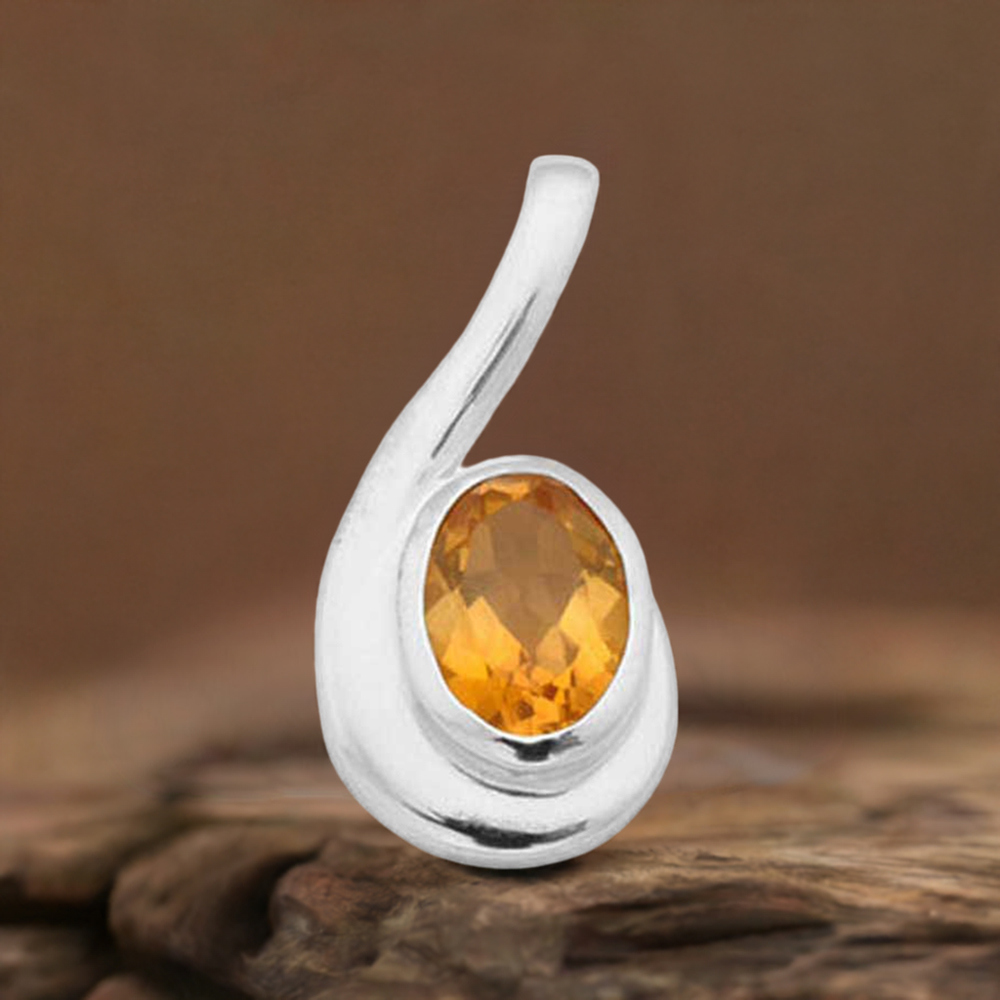 925 Fine Silver Pendants In Citrine Gemstone Jewelry 925SP1620
