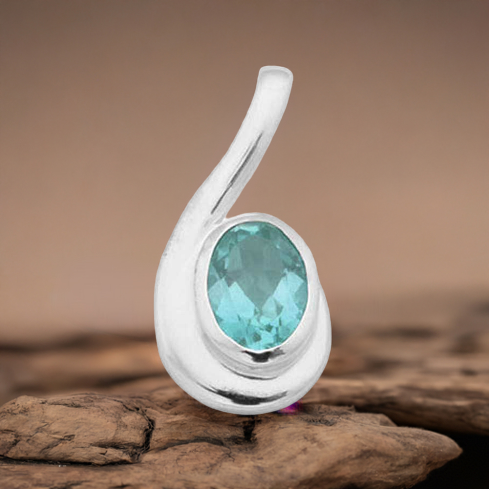 925 Sterling Silver Handmade Pendants In Blue Topaz Gemstone Jewelry 925SP1621