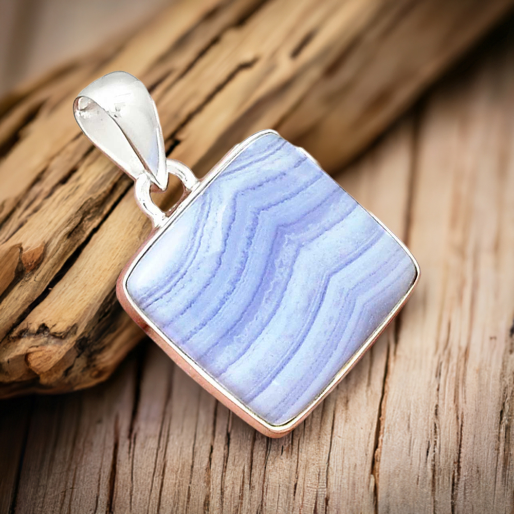 Blue Lace Agate Gemstone Handmade Pendants In 925 Sterling Silver Jewelry 925SP166