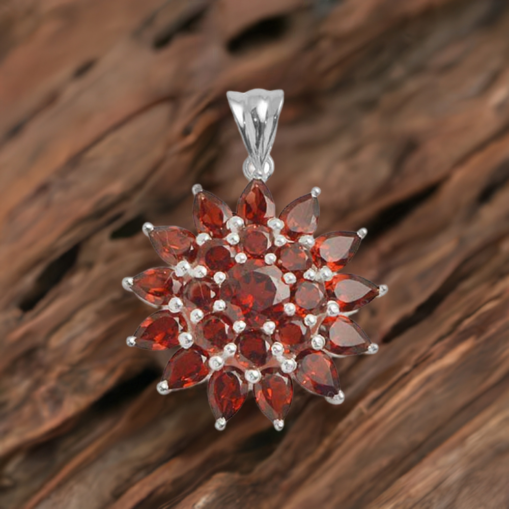 Solid Sterling Silver Pendants In Garnet Gemstone Jewelry 925SP1667