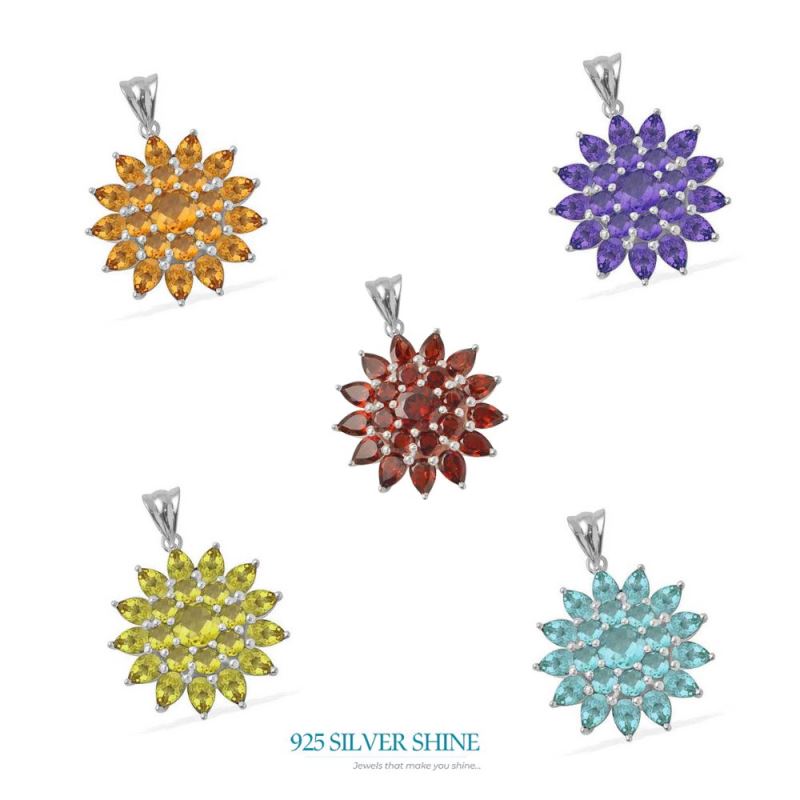 Fine Sterling Silver Pendants In Citrine Gemstone Jewelry 925SP1668_2