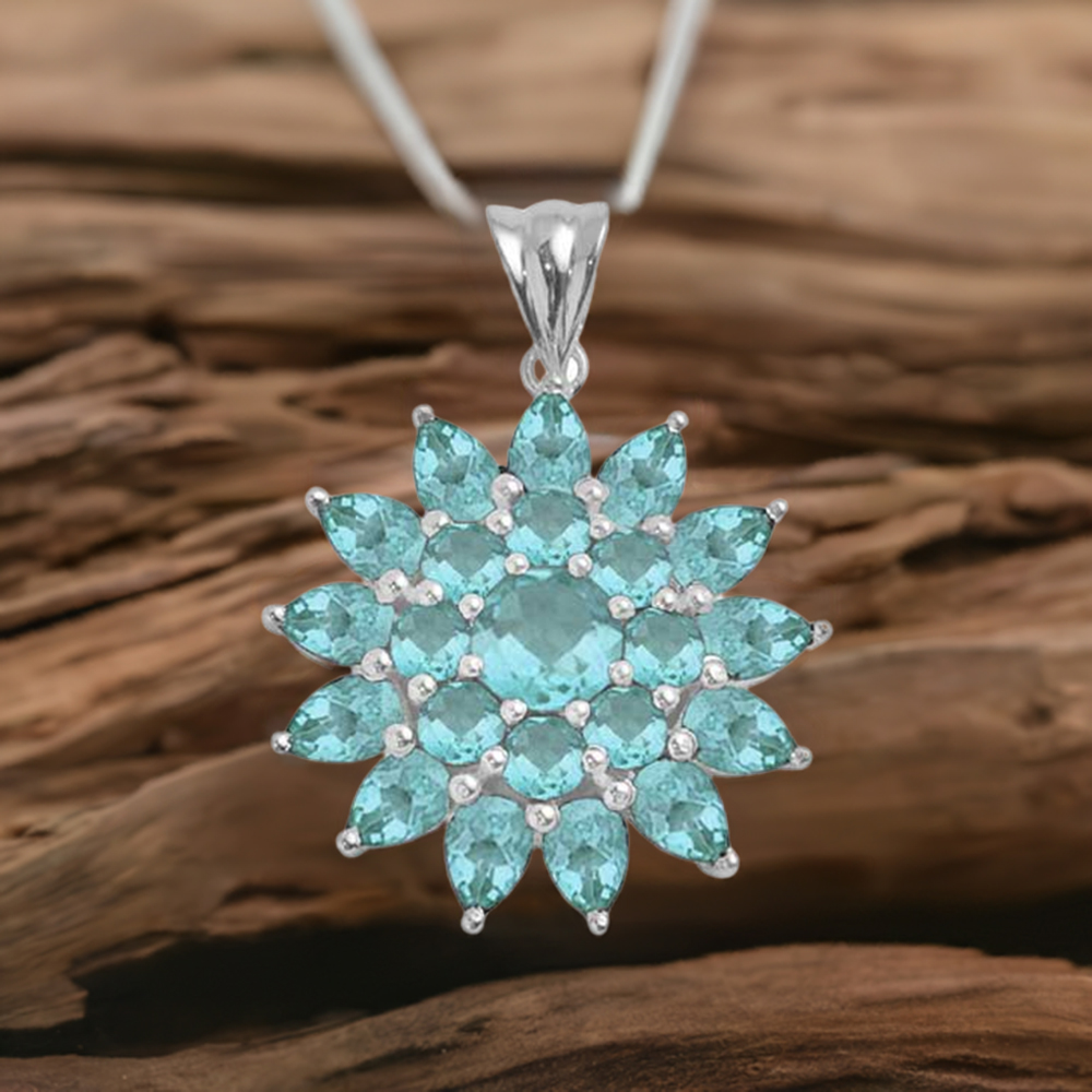 925 Solid Silver Pendants In Blue Topaz Gemstone Jewelry 925SP1669