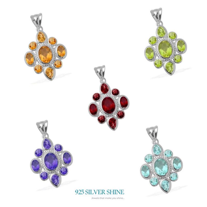 Fine Sterling Silver Pendants In Peridot Gemstone Jewelry 925SP1673_2