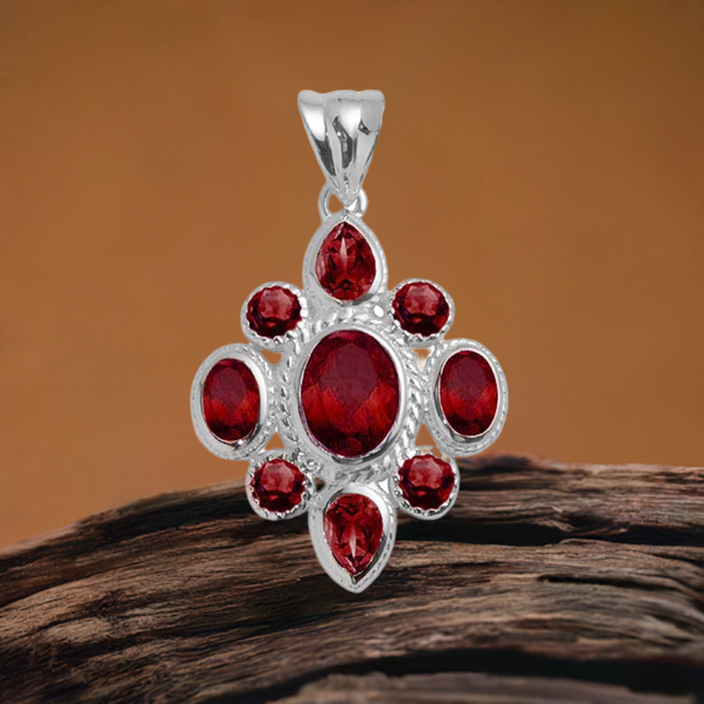 925 Solid Silver Pendants In Garnet Gemstone Jewelry 925SP1674
