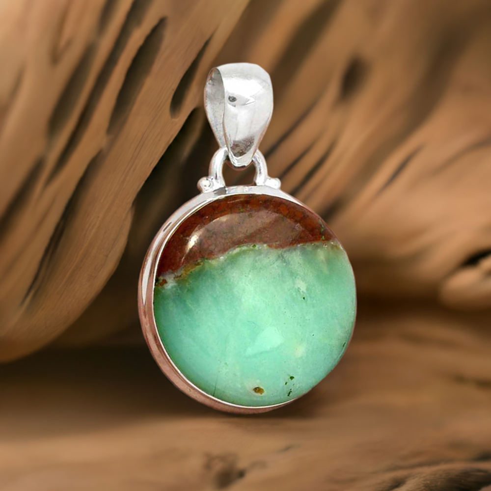 Boulder Chrysoprase Gemstone Pendants In Fine Sterling Silver Jewelry 925SP168