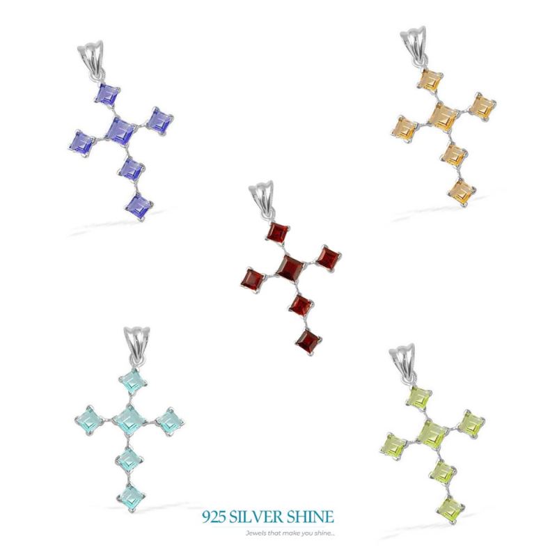 925 Sterling Silver Handmade Pendants In Blue Topaz Gemstone Jewelry 925SP1681_1