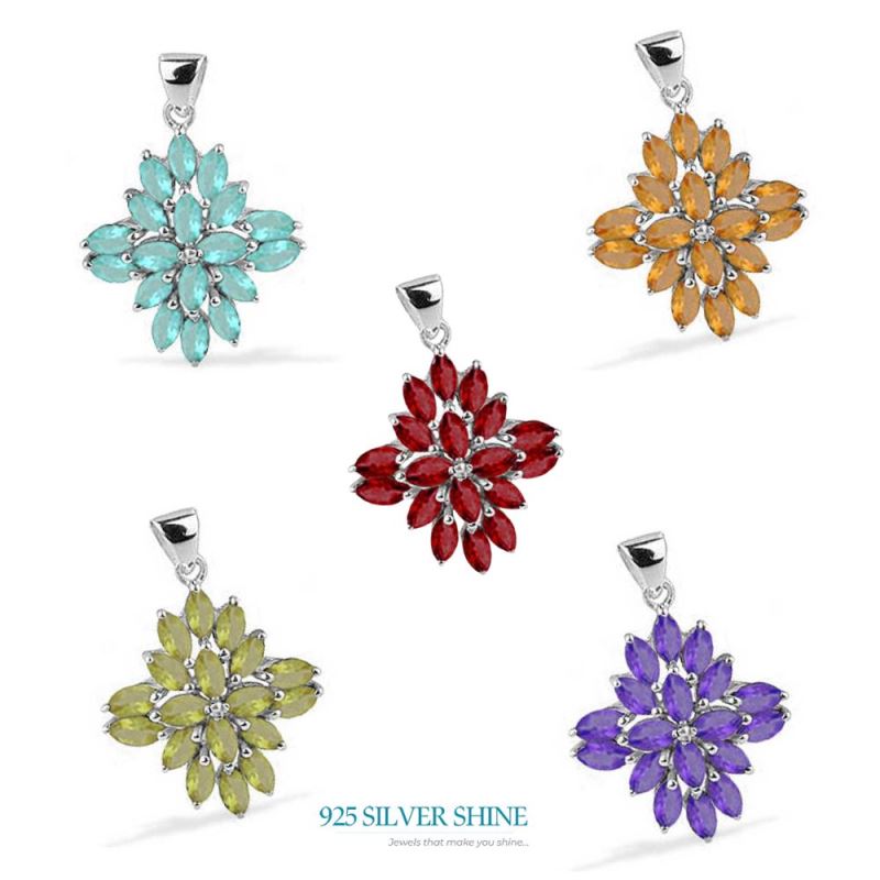 Solid Sterling Silver Handmade Pendants In Amethyst Gemstone Jewelry 925SP1682_1