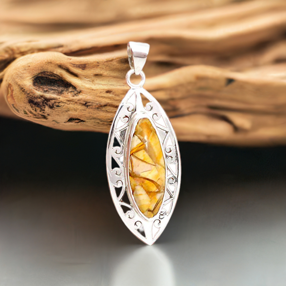 Brecciated Mookaite Gemstone Pendants In 925 Fine Silver Jewelry 925SP170