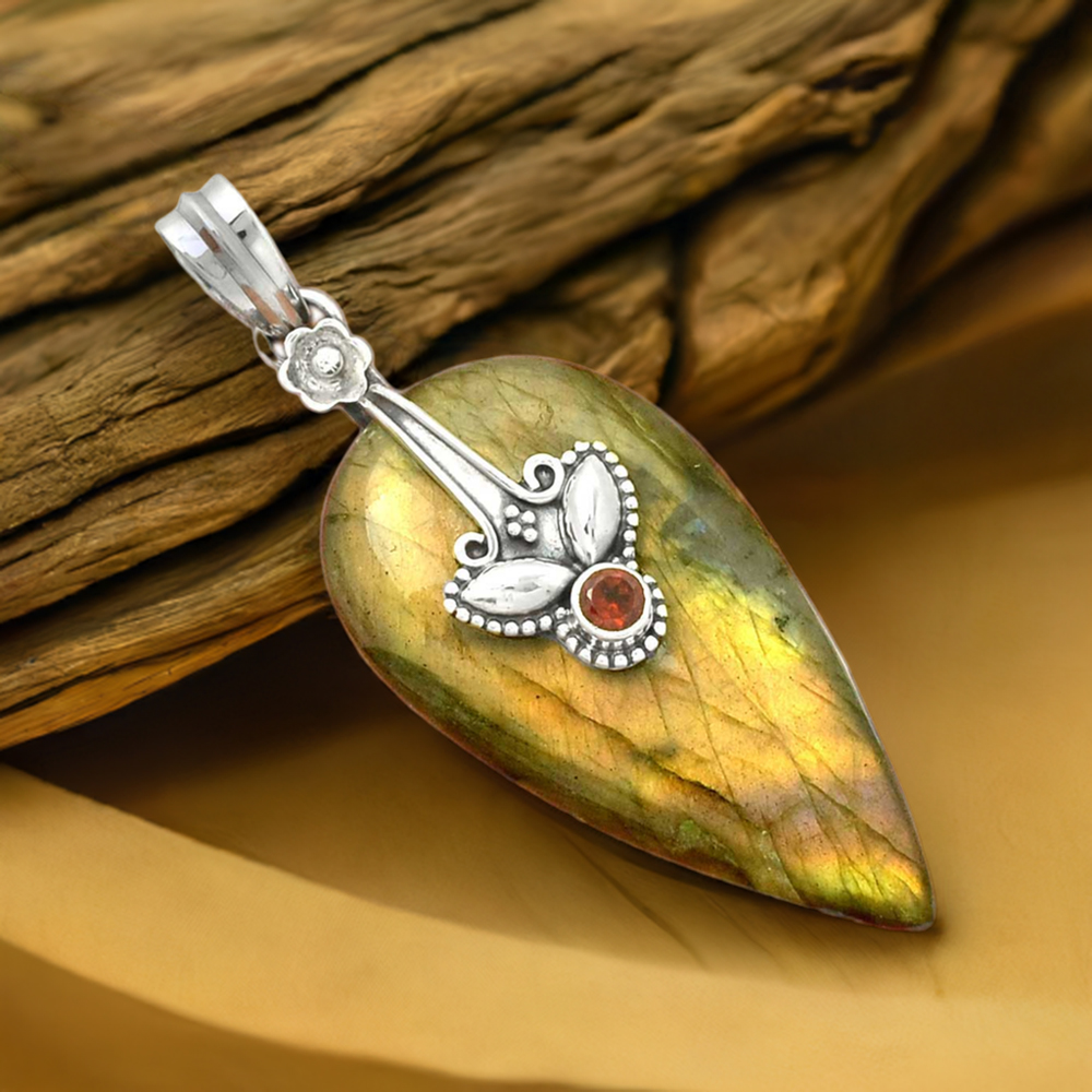 Multi Gemstone Pendants In 925 Fine Silver Jewelry 925SP18-1