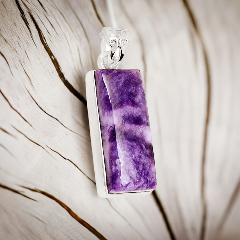 Charoite and Amethyst Pendant top