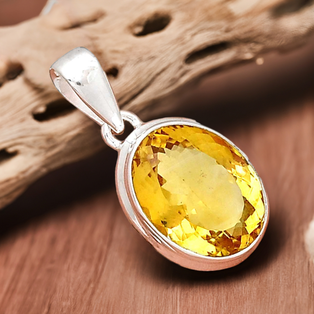 Citrine Gemstone Pendants In 925 Solid Silver Jewelry 925SP189-1