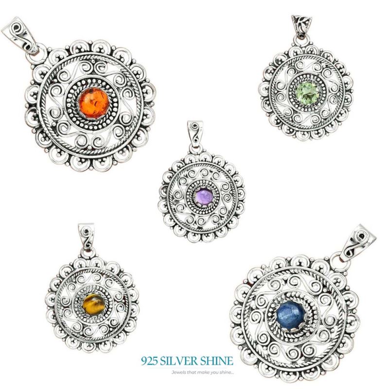 Rainbow Moonstone Pendants In 925 Fine Silver Jewelry 925SP19-1_4