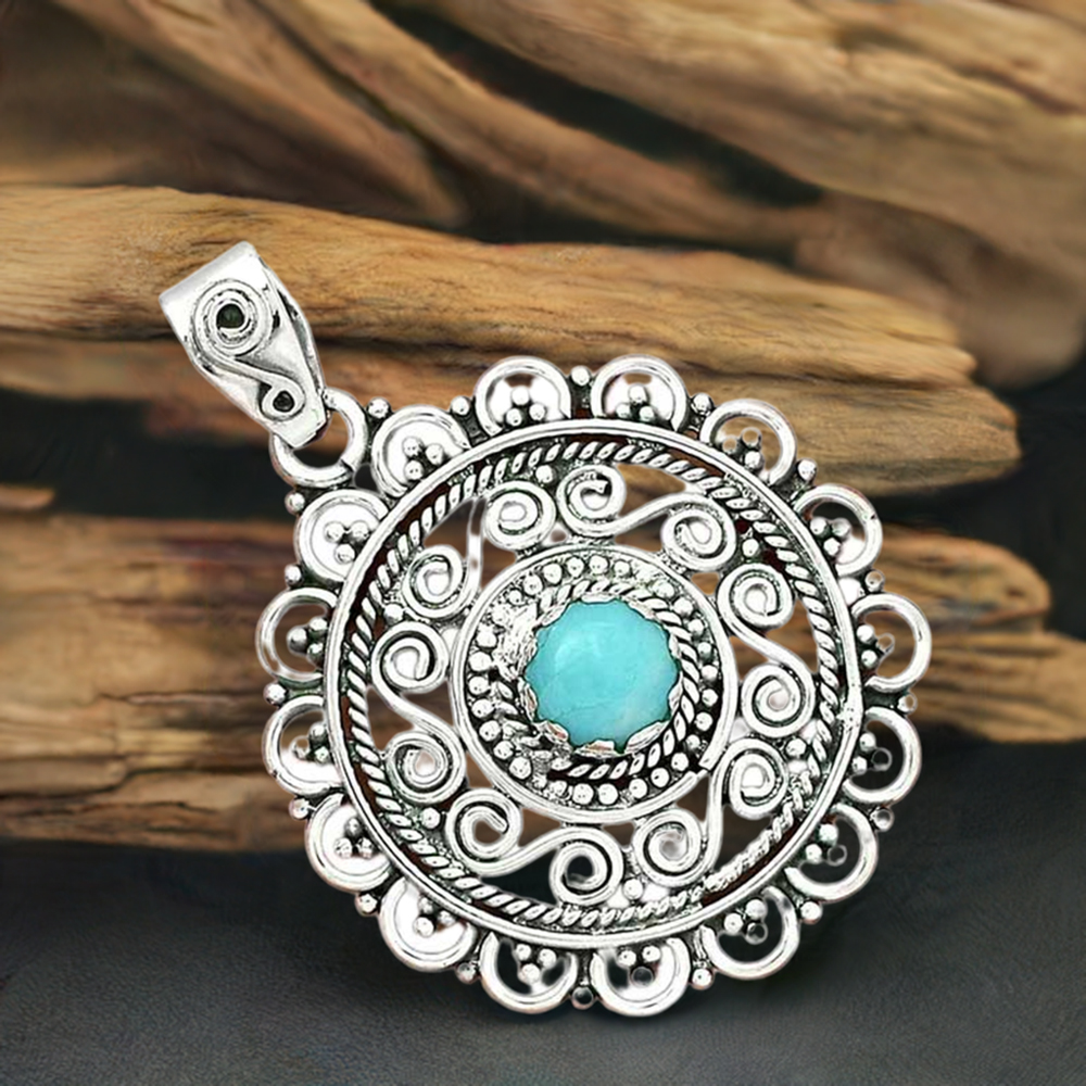 925 Sterling Silver Handmade Pendants In Larimar Gemstone Jewelry 925SP19-7