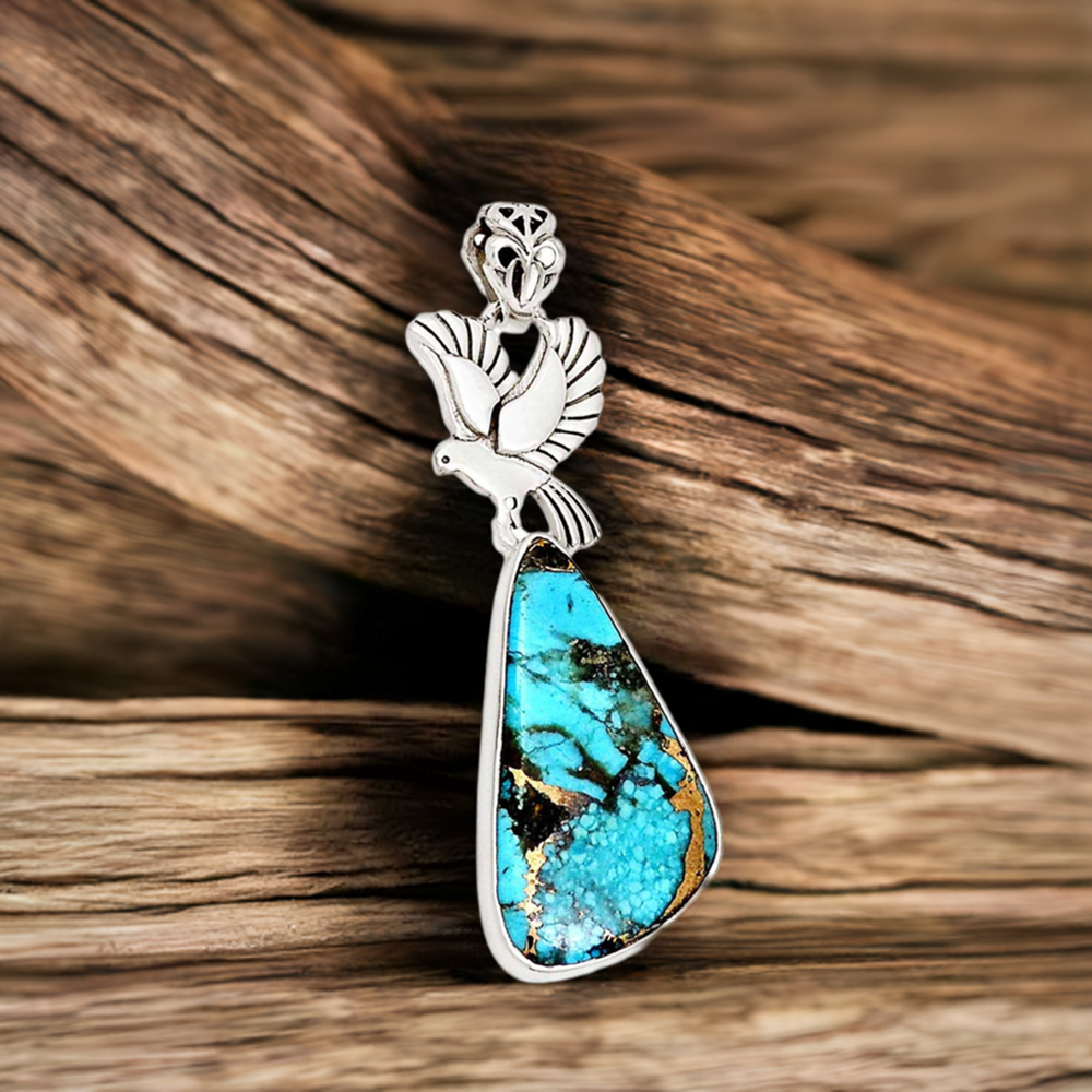 925 Fine Silver Pendants In Copper Turquoise Gemstone Jewelry 925SP190-4