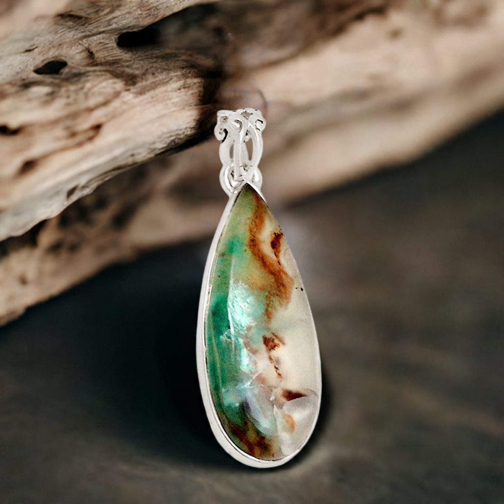 925 Fine Silver Pendants In Chrysoprase Gemstone Jewelry 925SP195