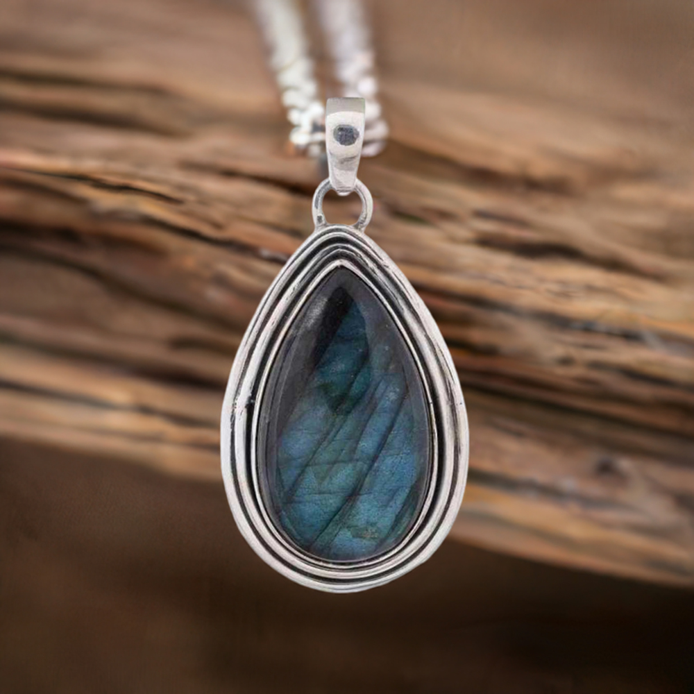Solid Sterling Silver Pendants In Labradorite Gemstone Jewelry 925SP203