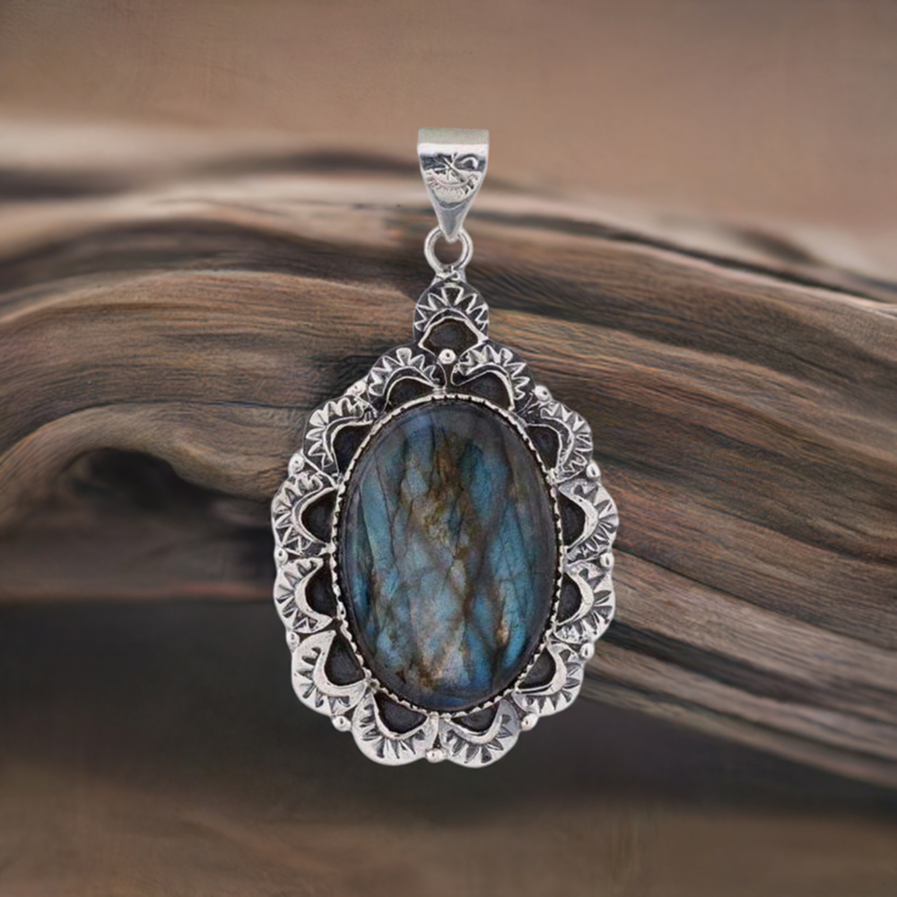 Fine Sterling Silver Pendants In Labradorite Gemstone Jewelry 925SP204