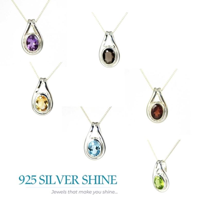 925 Sterling Silver Handmade Pendants In Blue Topaz Gemstone Jewelry 925SP206-2_2