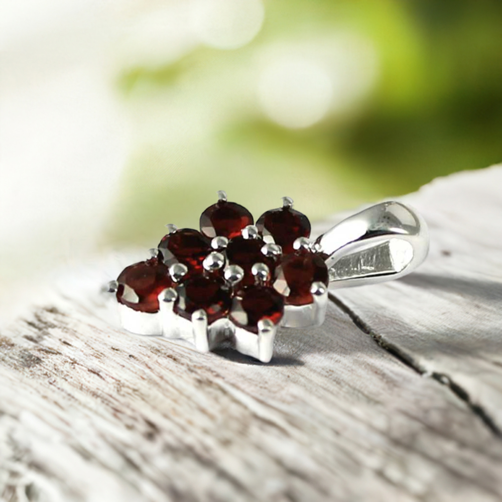 925 Solid Silver Pendants In Garnet Gemstone Jewelry 925SP208-4