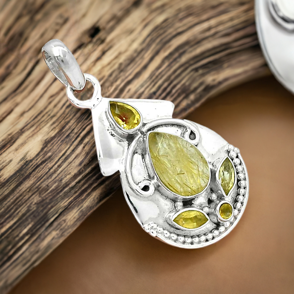 925 Fine Silver Pendants In Multi Gemstone Jewelry 925SP21-1