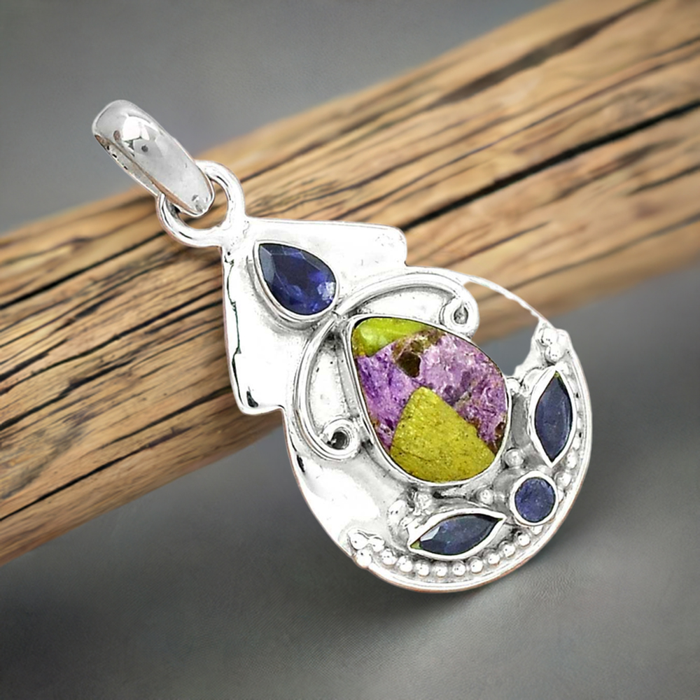 Fine Sterling Silver Pendants In Multi Gemstone Jewelry 925SP21-4