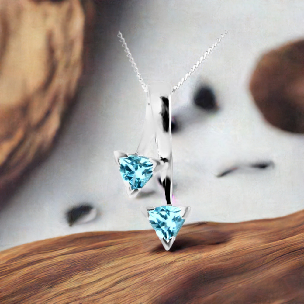 Blue Topaz Gemstone Pendants In Fine Sterling Silver Jewelry 925SP210-6