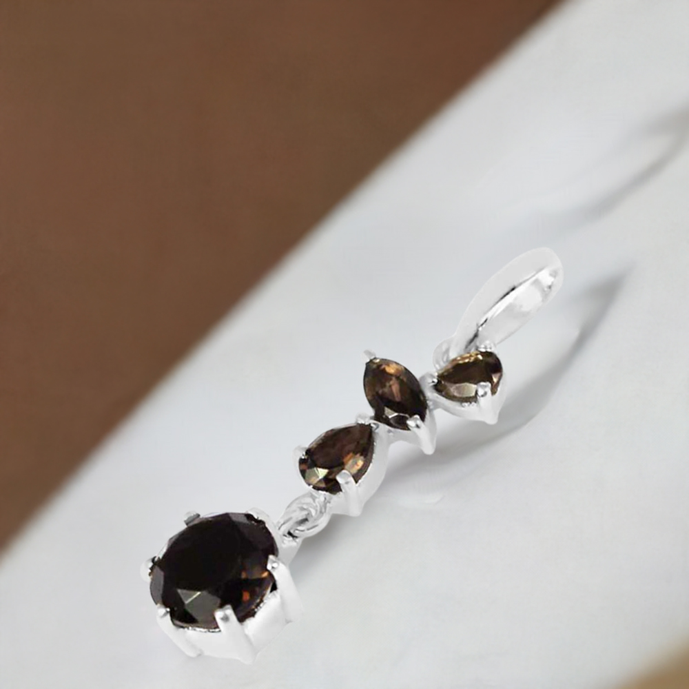 Smokey Gemstone Handmade Pendants In 925 Sterling Silver Jewelry 925SP211-7