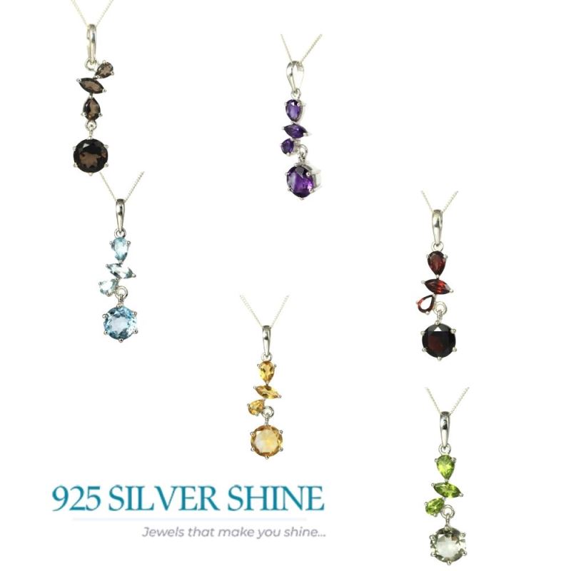 Smokey Gemstone Handmade Pendants In 925 Sterling Silver Jewelry 925SP211-7_3