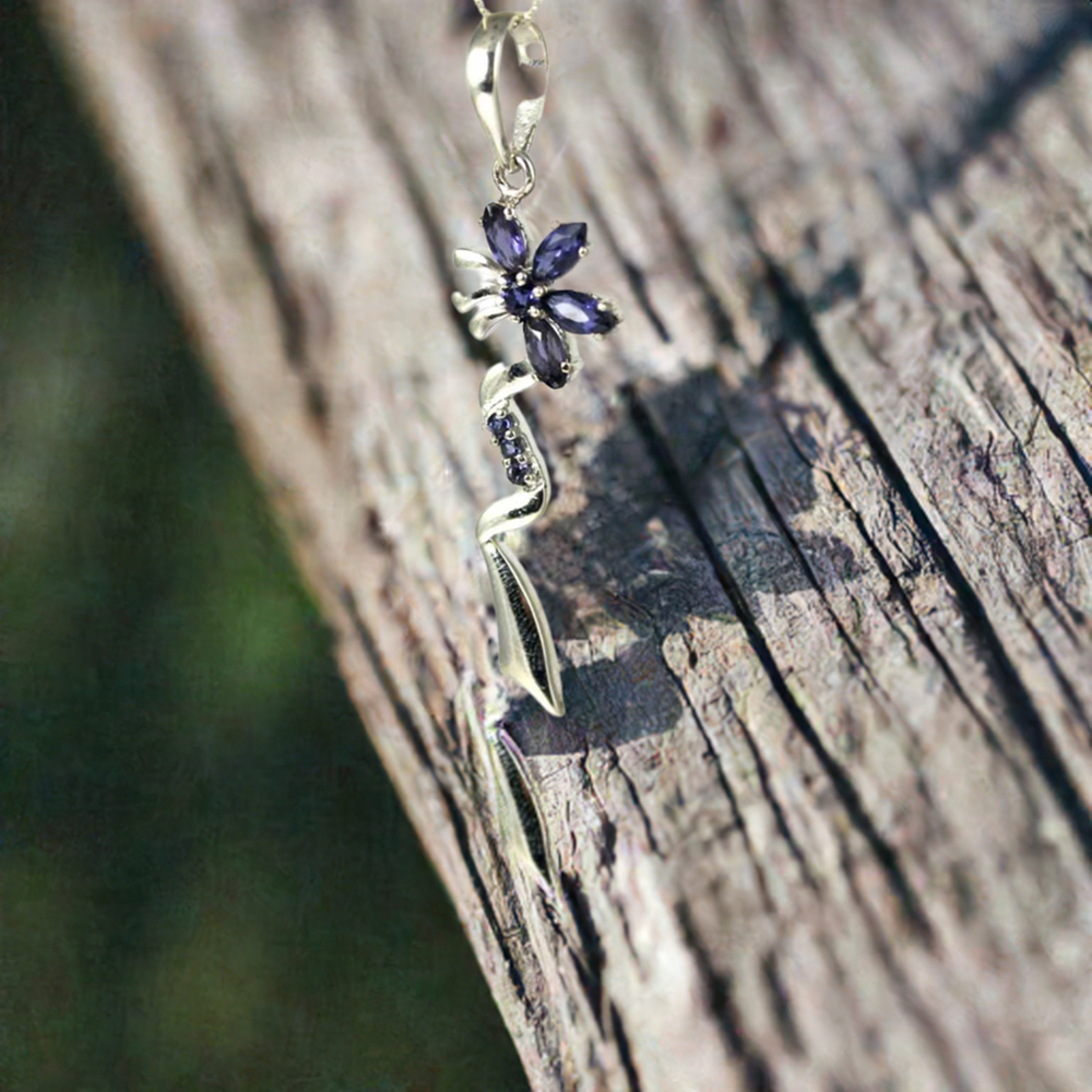 Iolite Gemstone Pendants In 925 Fine Silver Jewelry 925SP212-4