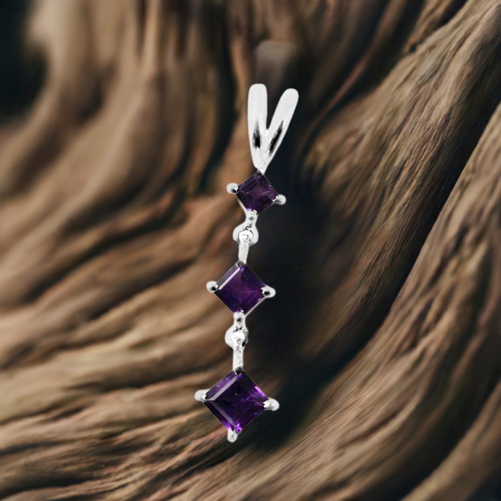 Solid Sterling Silver Handmade Pendants In Amethyst Gemstone Jewelry 925SP214-4