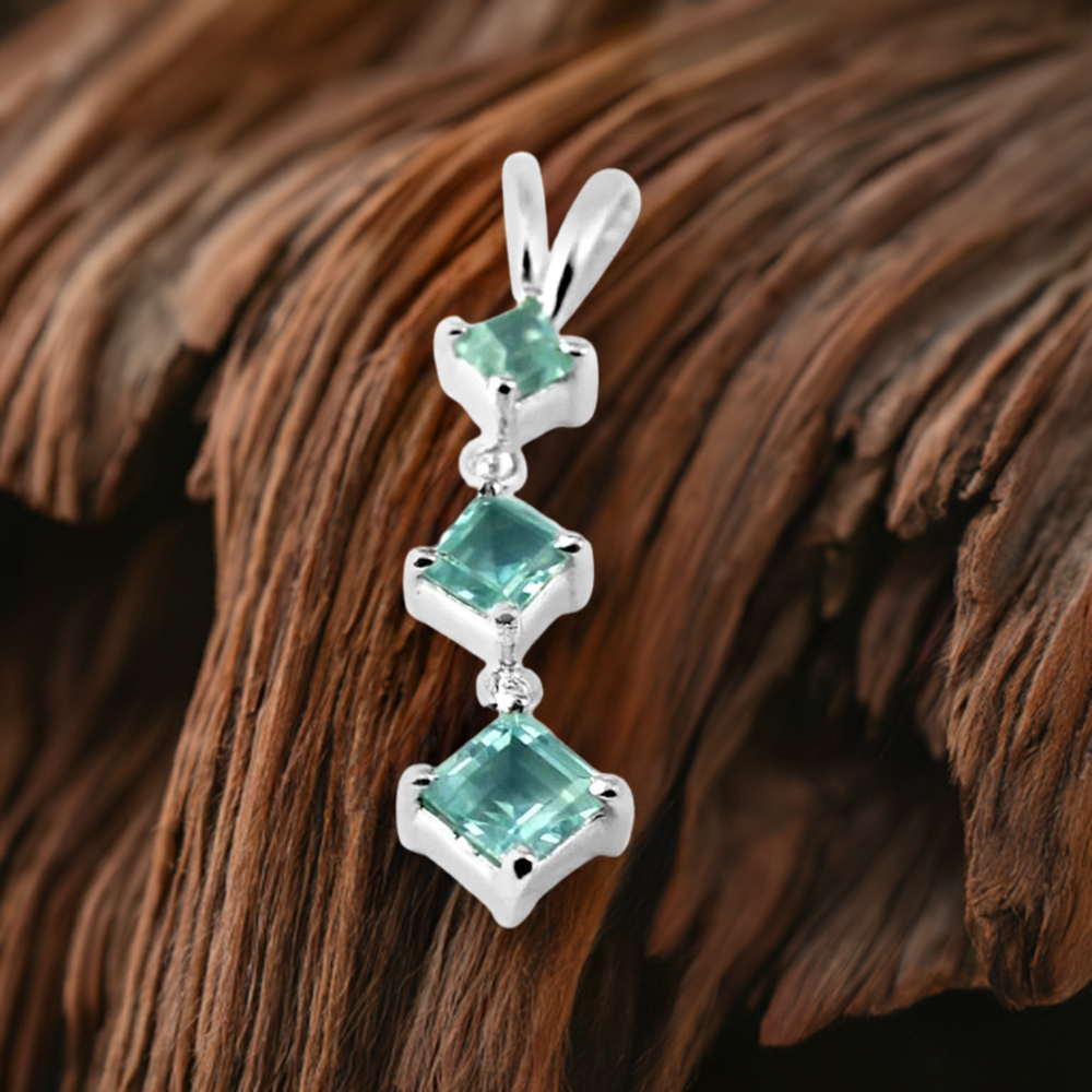 Fine Sterling Silver Pendants In Blue Topaz Gemstone Jewelry 925SP214-5