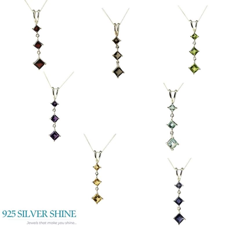 Fine Sterling Silver Pendants In Blue Topaz Gemstone Jewelry 925SP214-5_2