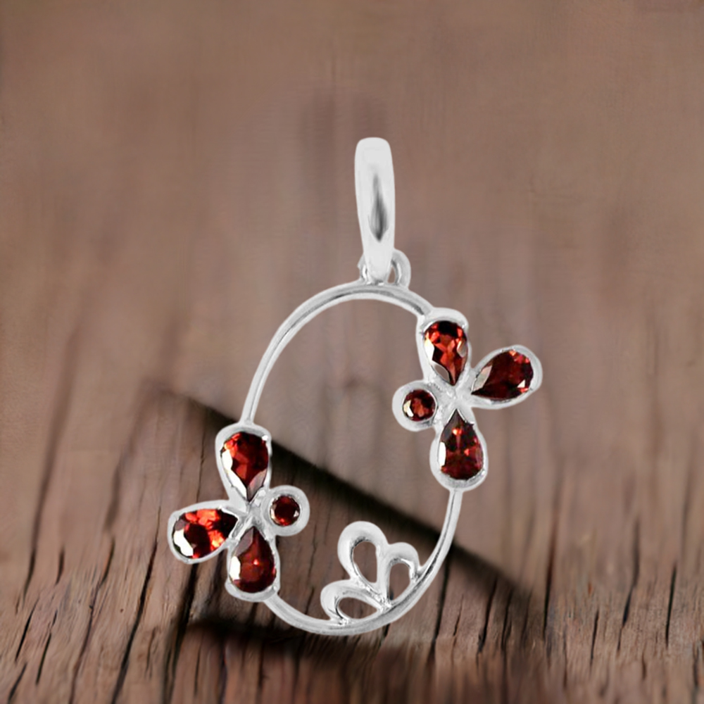 925 Solid Silver Pendants In Garnet Gemstone Jewelry 925SP215-4