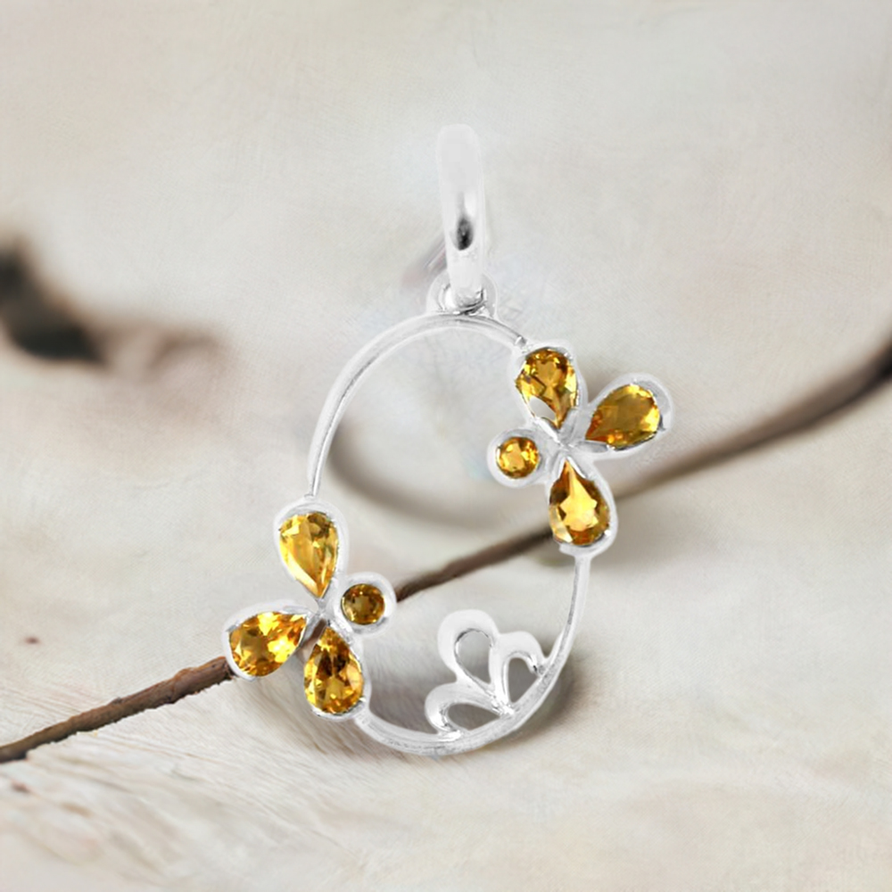 925 Sterling Silver Handmade Pendants In Citrine Gemstone Jewelry 925SP215-6