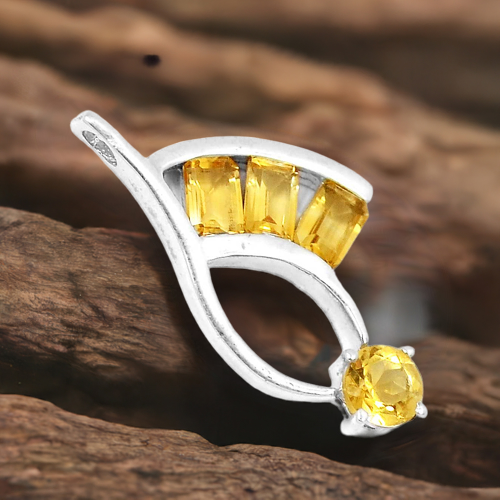 Citrine Gemstone Pendants In Solid Sterling Silver Jewelry 925SP216-5