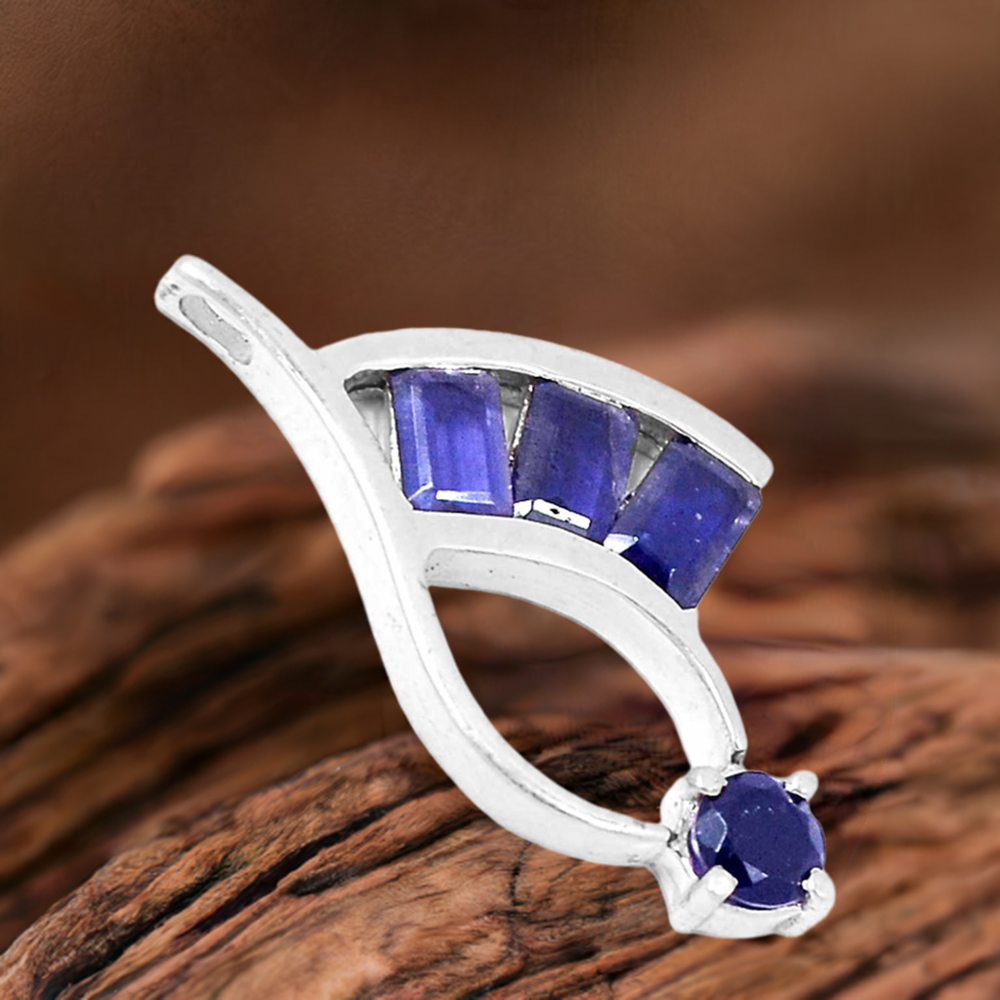 Iolite Gemstone Pendants In Fine Sterling Silver Jewelry 925SP216-6