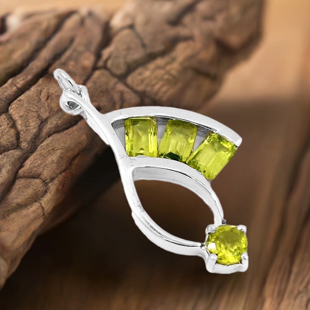 Peridot Gemstone Pendants In 925 Fine Silver Jewelry 925SP216-8