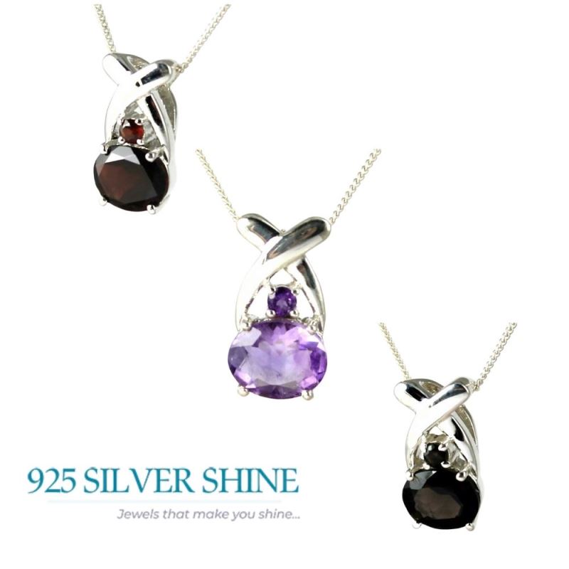 Amethyst Gemstone Pendants In Fine Sterling Silver Jewelry 925SP217-3_1