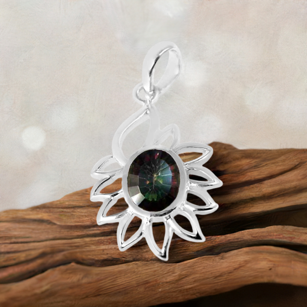 Mystic Topaz Gemstone Pendants In 925 Fine Silver Jewelry 925SP218-2