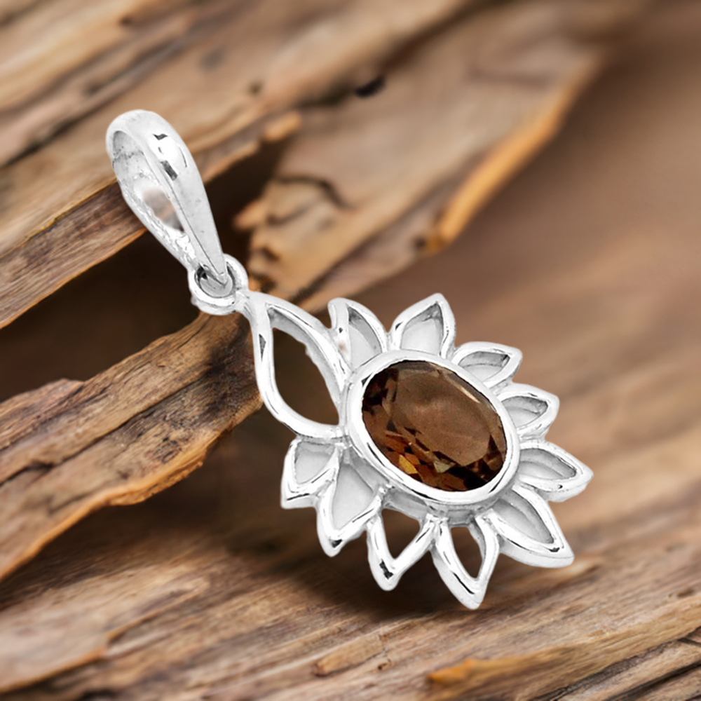 Smokey Gemstone Handmade Pendants In 925 Sterling Silver Jewelry 925SP218-3